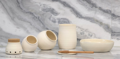 Small handmade ceramic salt cellar