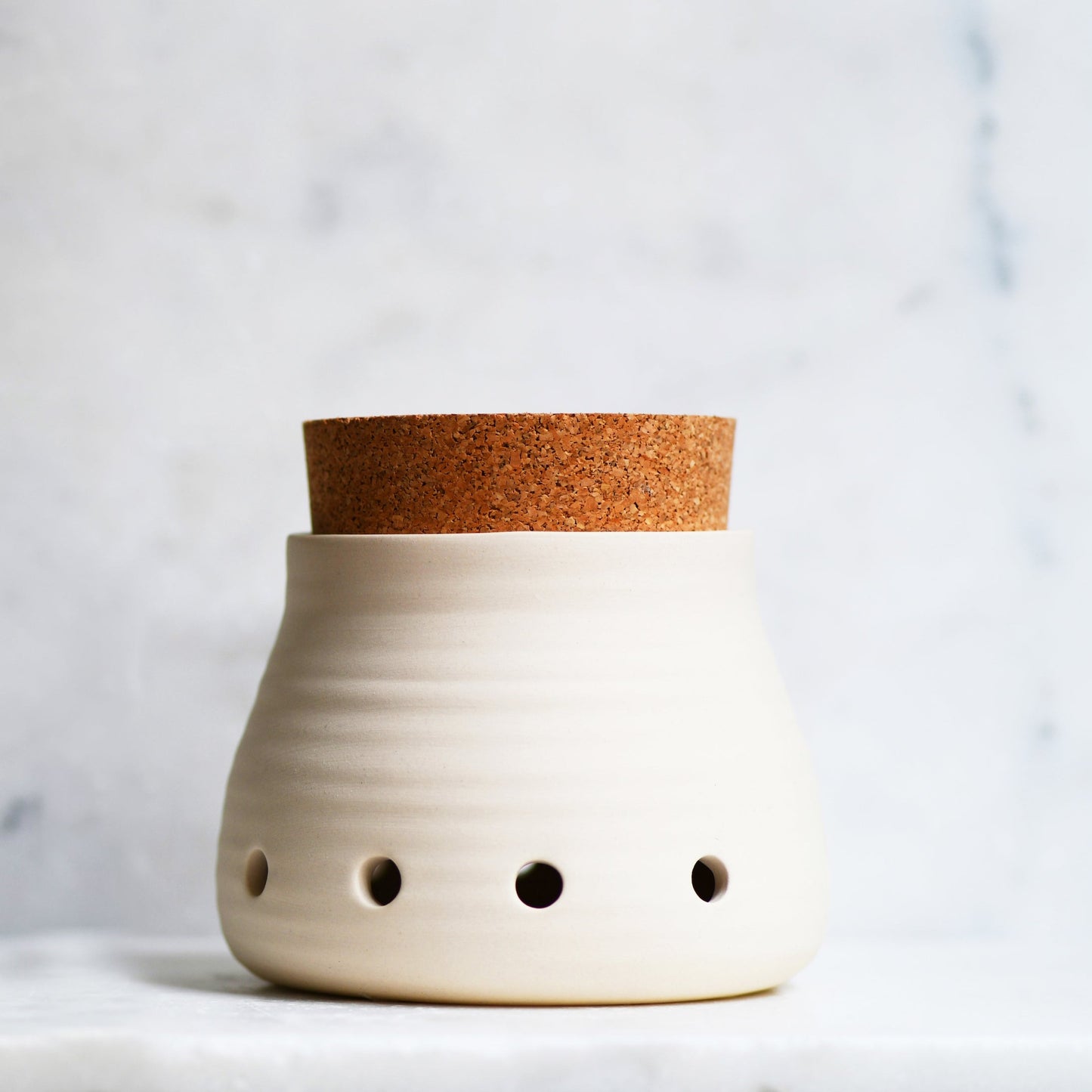 handmade ceramic garlic storage pot with cork likd