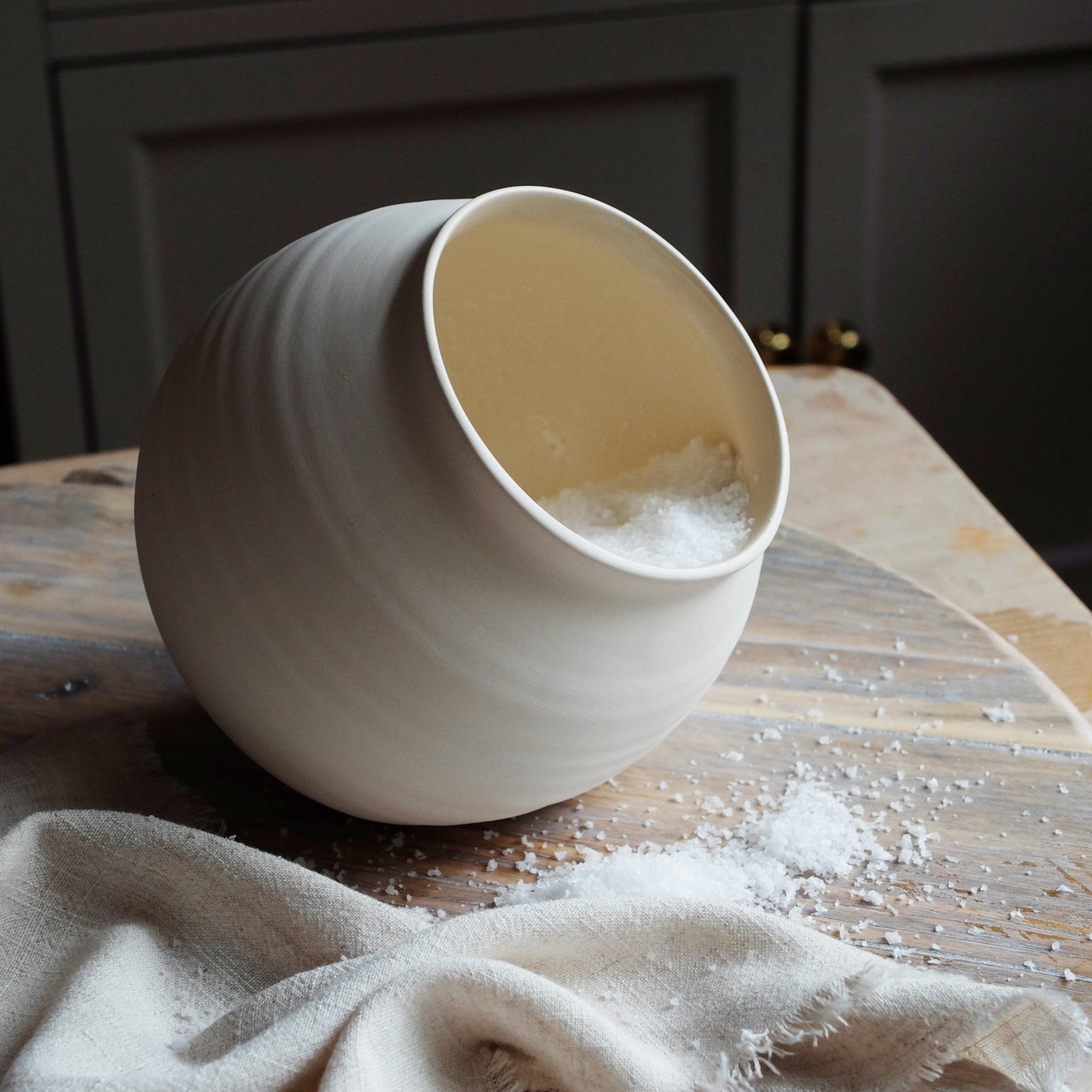 Large handmade ceramic salt cellar